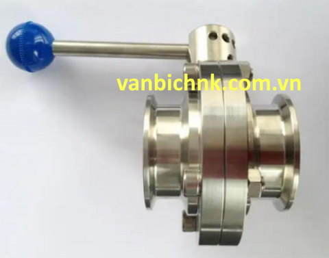 Van bướm inox vi sinh tay rút miệng clemp